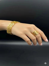Golden Leaf Cutout Bracelet & Ring Set | ZAROSH JEWEL